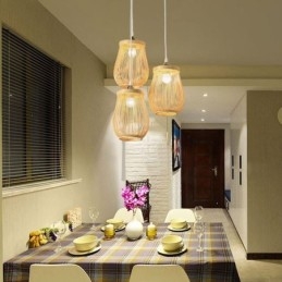 Suspension cage creuse en bambou moderne