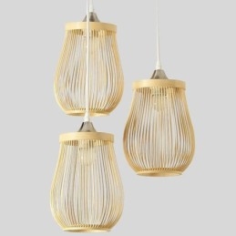 Suspension cage creuse en bambou moderne