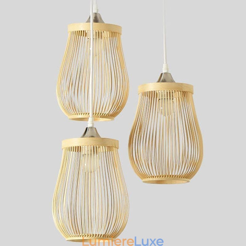 Suspension cage creuse en bambou moderne