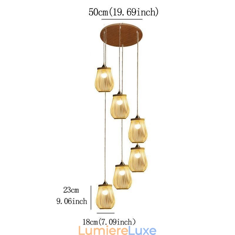Suspension cage creuse en bambou moderne