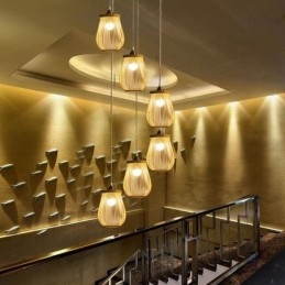 Suspension cage creuse en bambou moderne