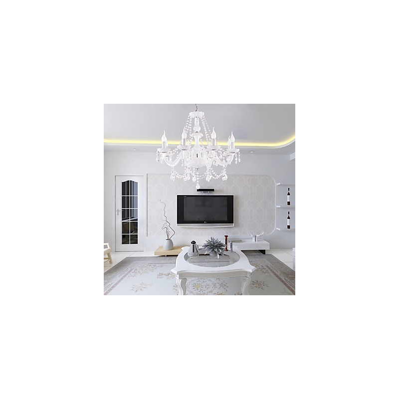 Lustre en cristal blanc moderne à 8 lumières