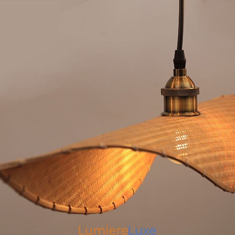 Suspension créative en forme de feuille, suspension contemporaine en bambou, éclairage de salon de thé