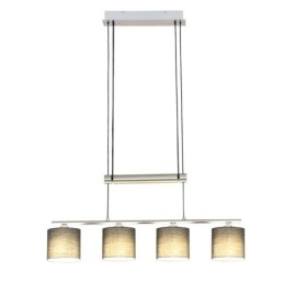 Suspension moderne à 4 lumières avec abat-jour en tissu et hauteur réglable