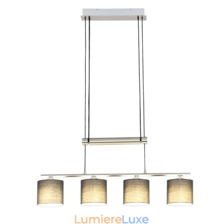 Suspension moderne à 4 lumières avec abat-jour en tissu et hauteur réglable Suspension moderne à 4 lumières avec abat-jour en tissu et hauteur réglable