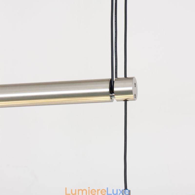 Suspension moderne à 4 lumières avec abat-jour en tissu et hauteur réglable
