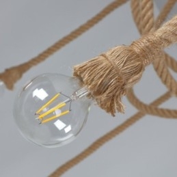 Lustre suspendu style rétro à 6 ou 10 têtes en corde de chanvre, plafonnier vintage