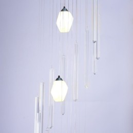 Suspension en grappe, grand lustre moderne en cristal pour escalier duplex