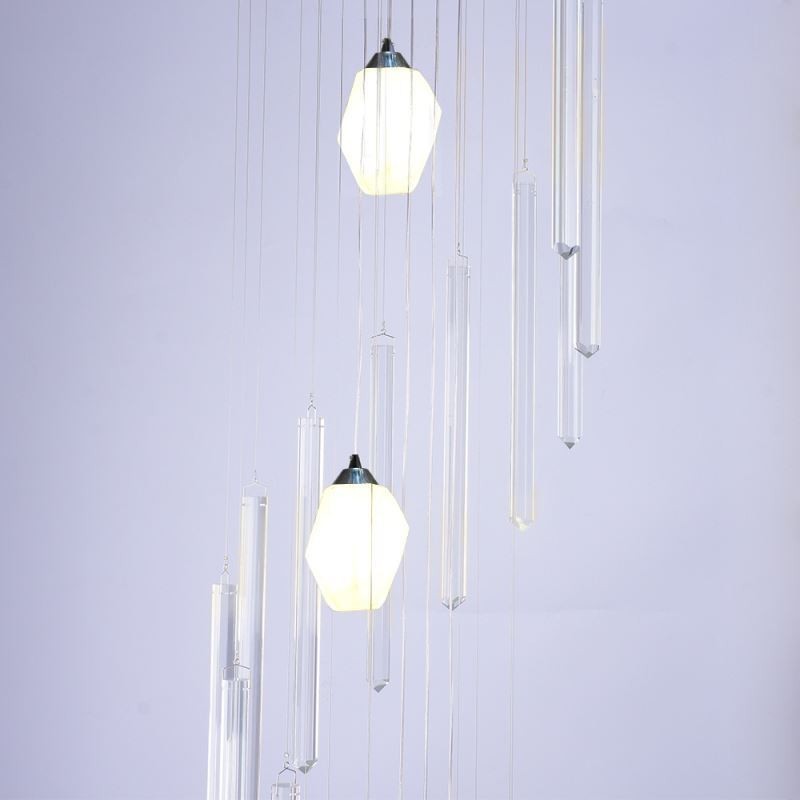 Suspension en grappe, grand lustre moderne en cristal pour escalier duplex