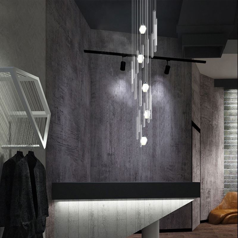 Suspension en grappe, grand lustre moderne en cristal pour escalier duplex