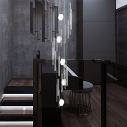 Suspension en grappe, grand lustre moderne en cristal pour escalier duplex