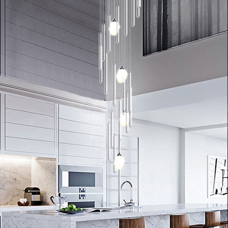 Suspension en grappe, grand lustre moderne en cristal pour escalier duplex