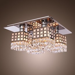 Lustre moderne en cristal inoxydable Living 4 lumières