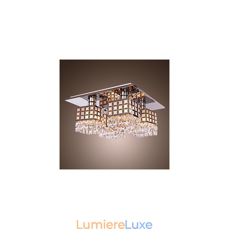 Lustre moderne en cristal inoxydable Living 4 lumières