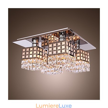 Lustre moderne en cristal inoxydable Living 4 lumières Lustre moderne en cristal inoxydable Living 4 lumières