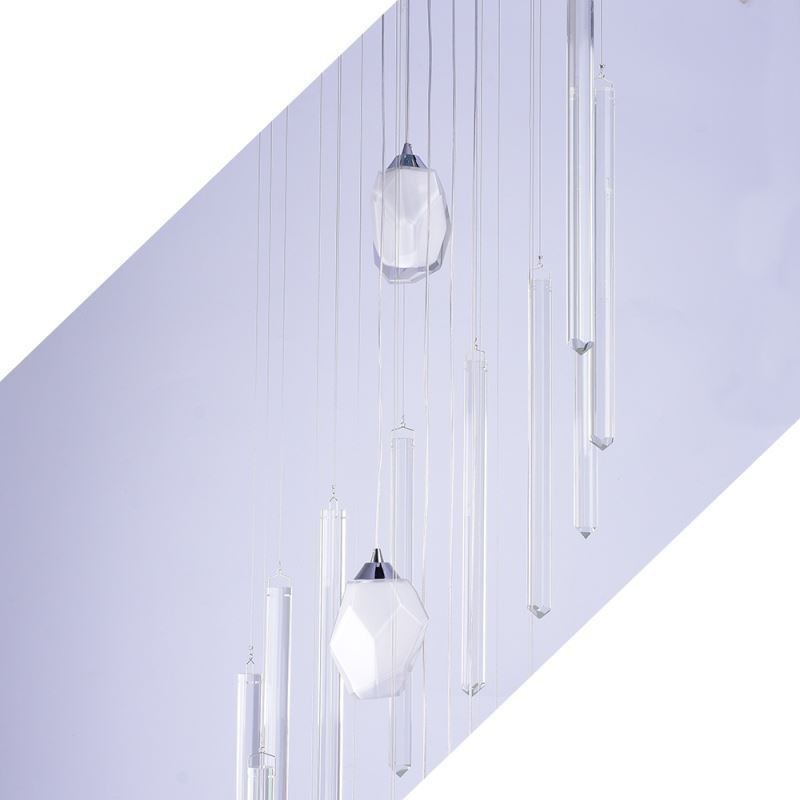 Suspension en grappe, grand lustre moderne en cristal pour escalier duplex