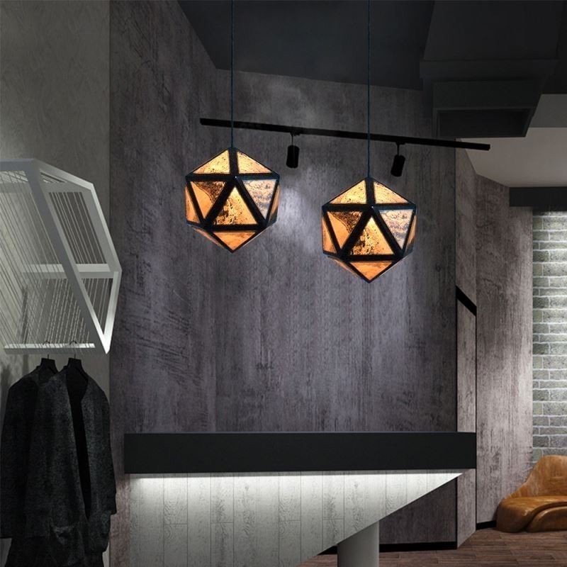 Suspension géométrique en forme de diamant, design 3D translucide
