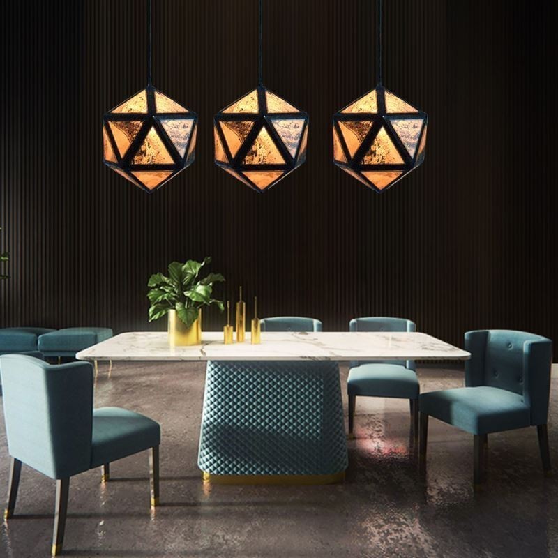 Suspension géométrique en forme de diamant, design 3D translucide