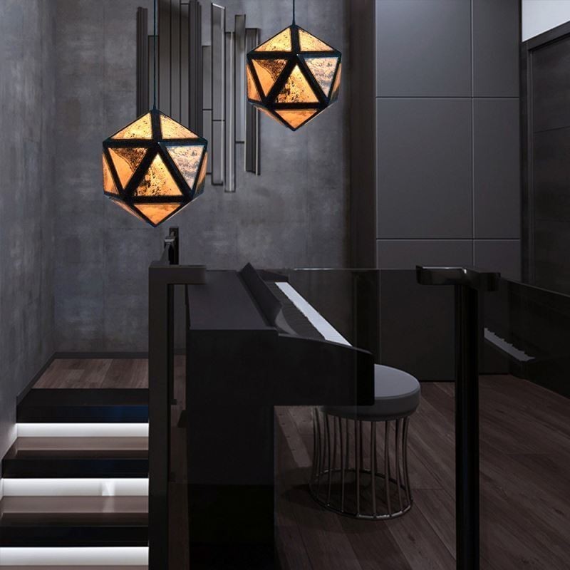 Suspension géométrique en forme de diamant, design 3D translucide