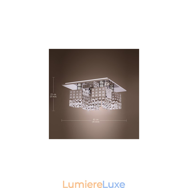 Lustre moderne en cristal inoxydable Living 4 lumières