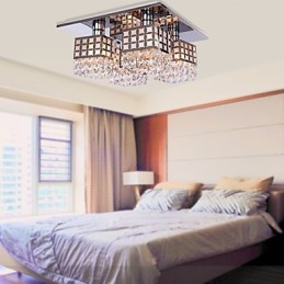 Lustre moderne en cristal inoxydable Living 4 lumières