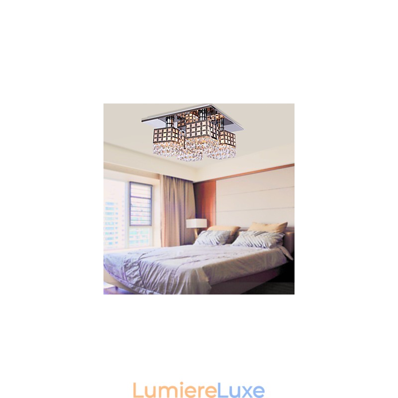 Lustre moderne en cristal inoxydable Living 4 lumières