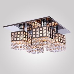 Lustre moderne en cristal inoxydable Living 4 lumières
