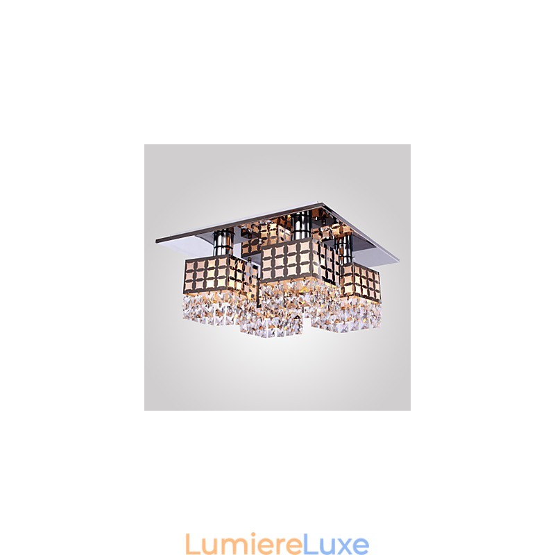Lustre moderne en cristal inoxydable Living 4 lumières