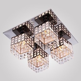 Lustre moderne en cristal inoxydable Living 4 lumières