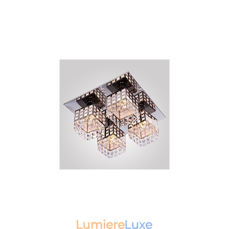 Lustre moderne en cristal inoxydable Living 4 lumières