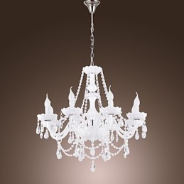 Lustre en cristal blanc moderne à 8 lumières