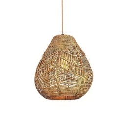 Plafonnier rétro nordique avec abat-jour en corde de papier naturel tissé à la main