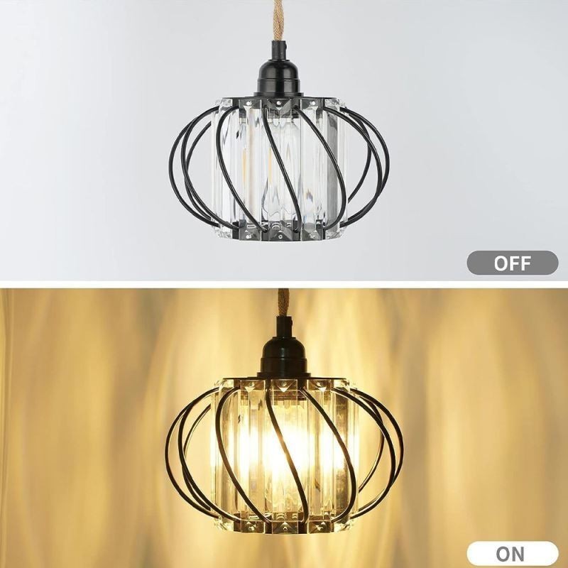 Plafonnier rétro country en corde de chanvre et fer, lampe de chevet avec prise
