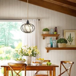 Plafonnier rétro country en corde de chanvre et fer, lampe de chevet avec prise