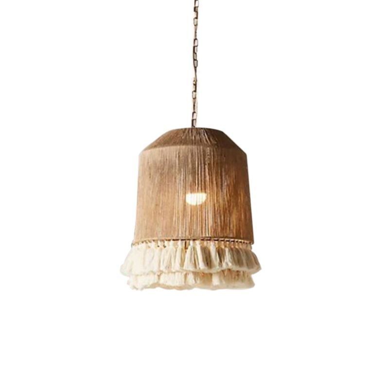 Suspension rustique style bohème avec pampilles en corde de chanvre