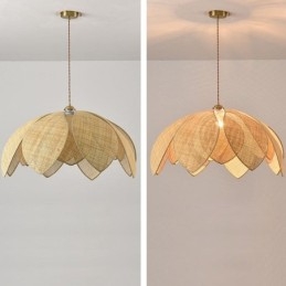 Suspension Lotus en rotin style café, style rétro, style art déco