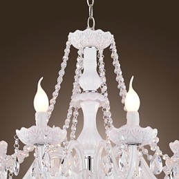Lustre en cristal blanc moderne à 8 lumières