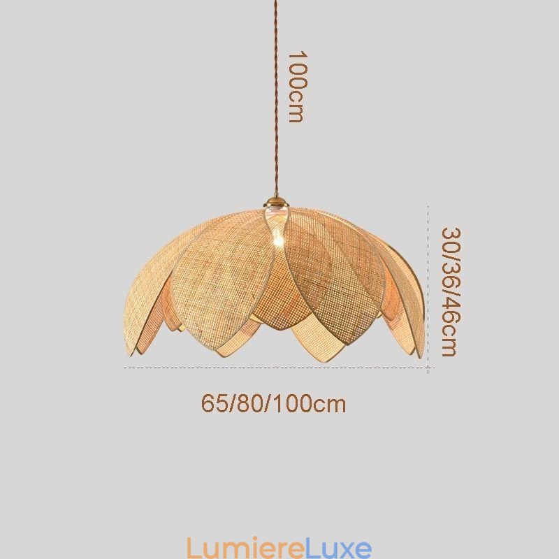 Suspension Lotus en rotin style café, style rétro, style art déco