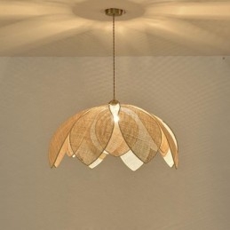 Suspension Lotus en rotin style café, style rétro, style art déco