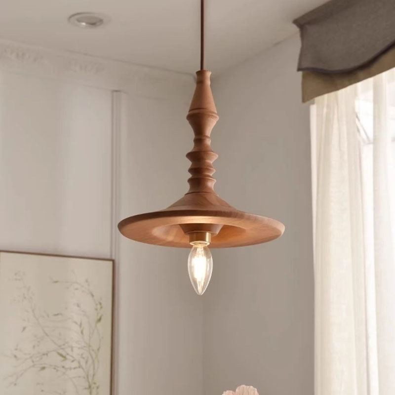 Suspension en bois d'hévéa et suspension vintage