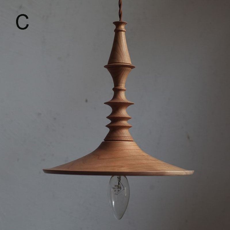 Suspension en bois d'hévéa et suspension vintage