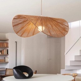 Suspension rétro créative Wabi Sabi avec chapeau de paille et corde de chanvre
