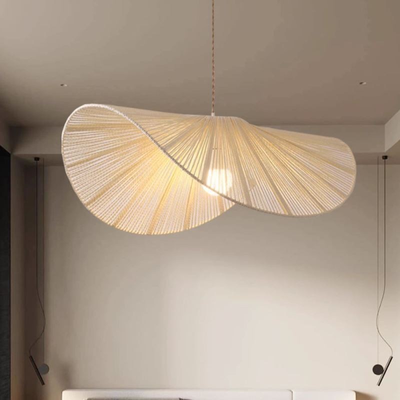 Suspension rétro créative Wabi Sabi avec chapeau de paille et corde de chanvre