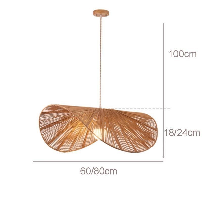 Suspension rétro créative Wabi Sabi avec chapeau de paille et corde de chanvre