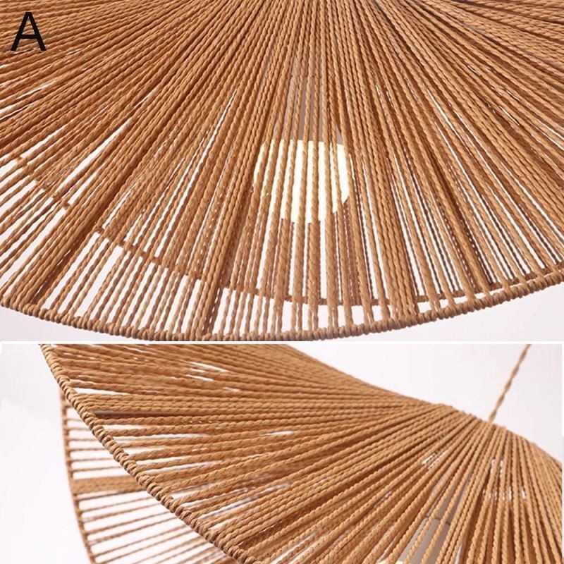 Suspension rétro créative Wabi Sabi avec chapeau de paille et corde de chanvre