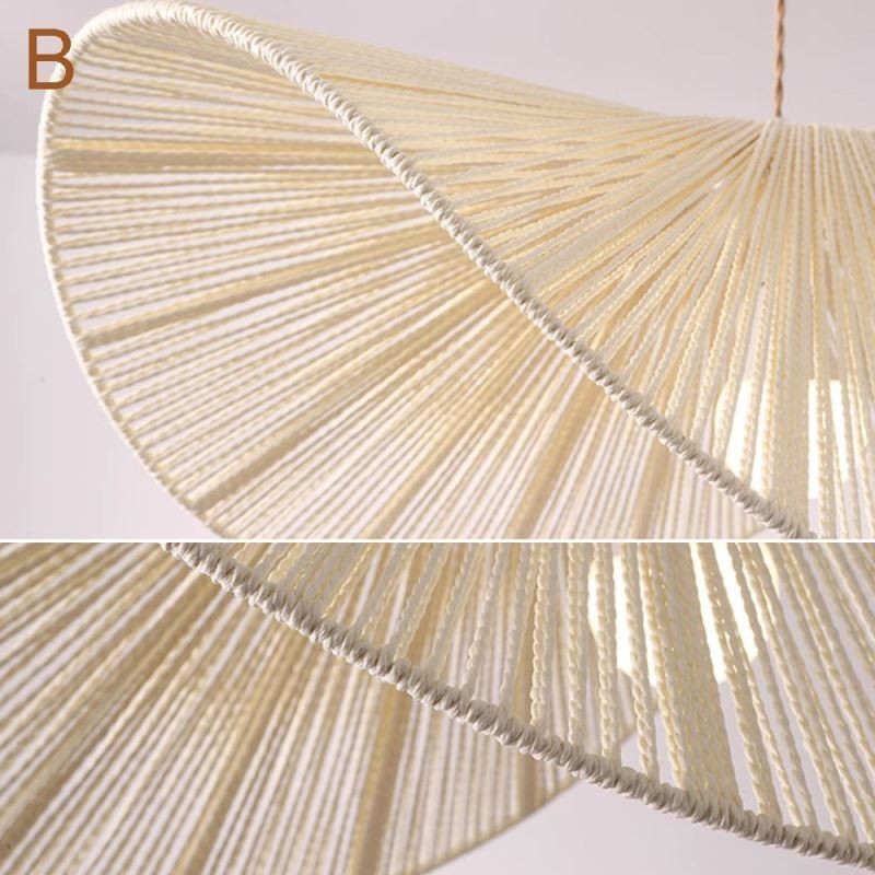 Suspension rétro créative Wabi Sabi avec chapeau de paille et corde de chanvre
