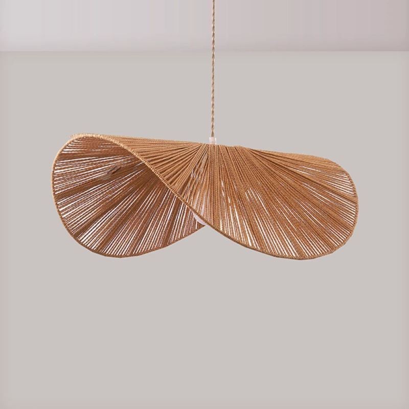 Suspension rétro créative Wabi Sabi avec chapeau de paille et corde de chanvre