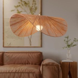 Suspension rétro créative Wabi Sabi avec chapeau de paille et corde de chanvre