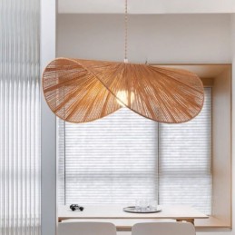 Suspension rétro créative Wabi Sabi avec chapeau de paille et corde de chanvre