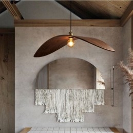 Suspension en bois massif, plafonnier rétro créatif
